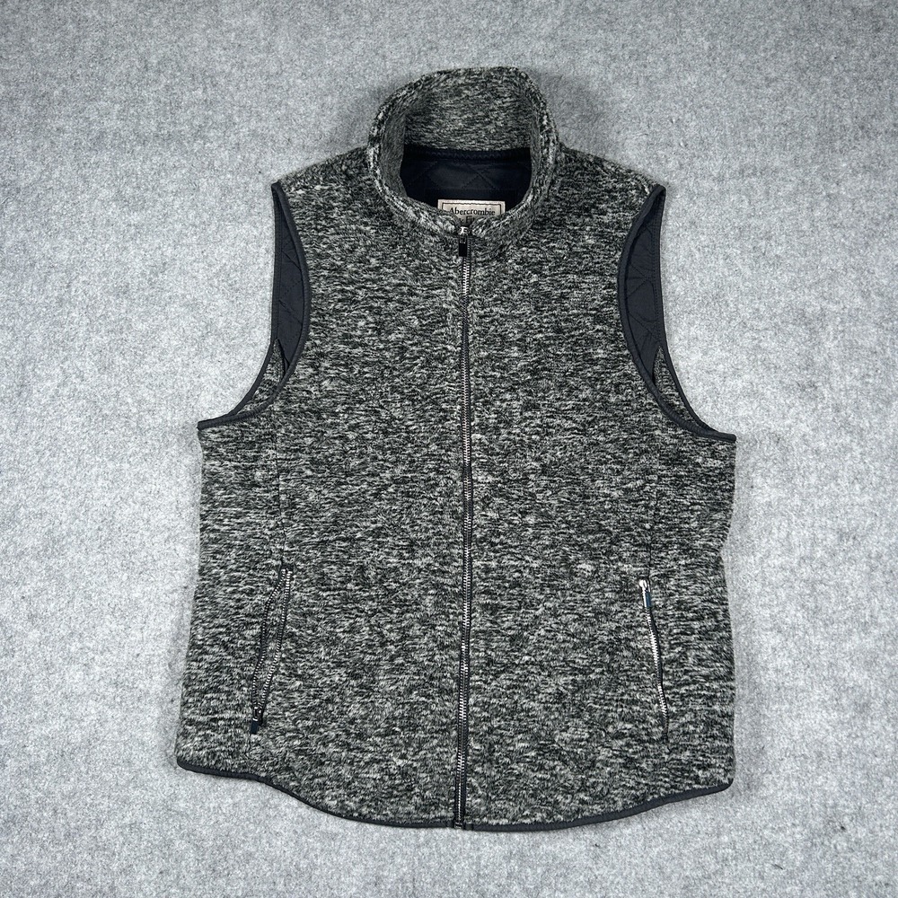Abercrombie &‎ Fitch Vest Womens Size Large Grey Heathered Quilted Full Zip